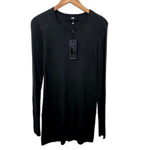 Line The Label Knitwear Ribbed Crew-Neck T-Shirt Black Forest Long Sleeve Size L